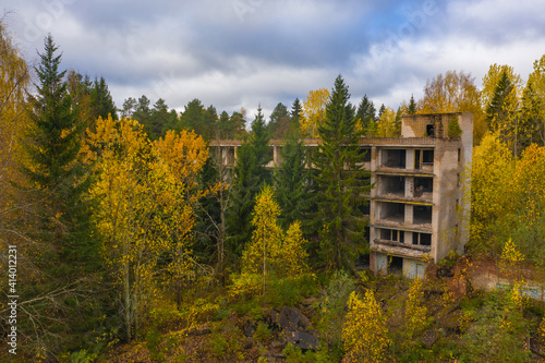 Abandoned building in the w...