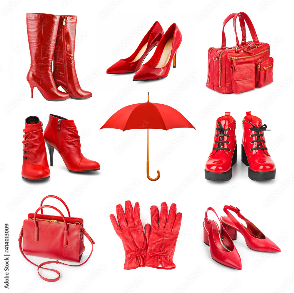 Set of red clothing and accessories