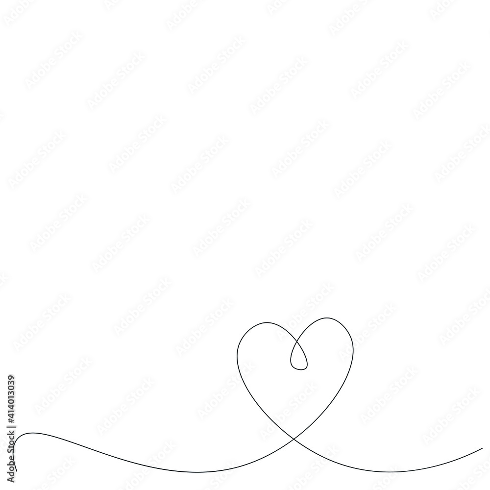 Heart one line drawing vector illustration