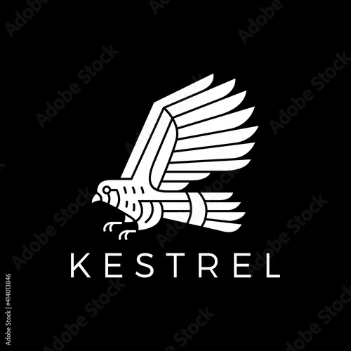 Bild auf Leinwand kestrel bird black background logo vector icon illustration