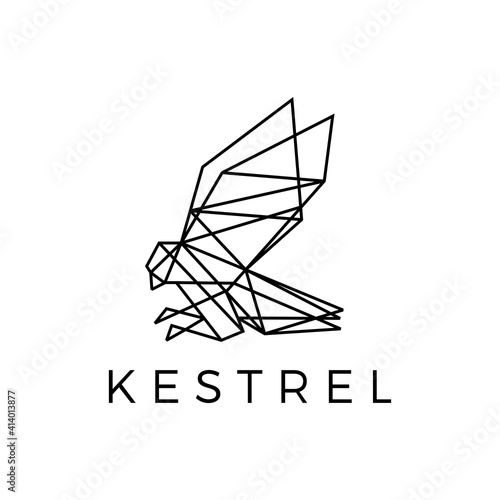 kestrel bird geometric outline polygonal logo vector icon illustration