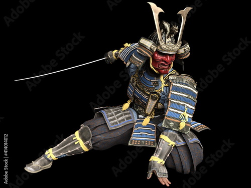 Fotografie, Obraz Software rendering Japanese armor samurai