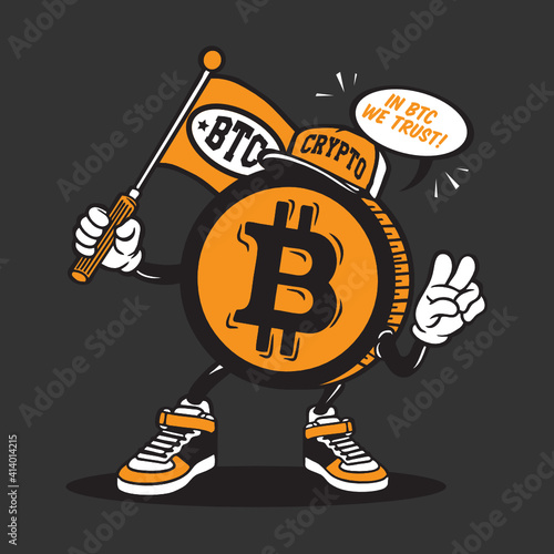 Bitcoin Crypto Currency Character Design Mascot