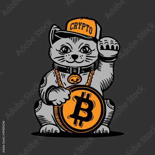 Lucky Cat Bitcoin Crypto Currency Money