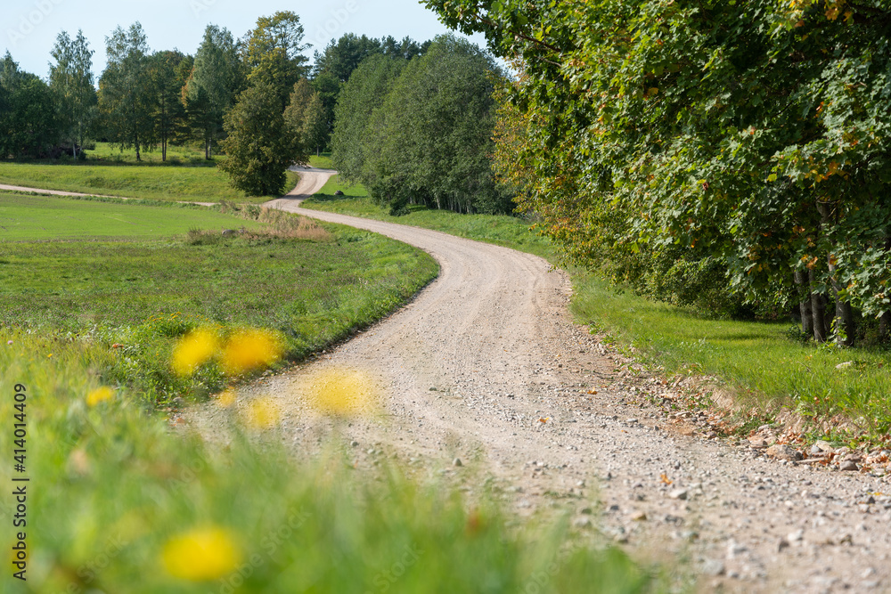 Curve country road.