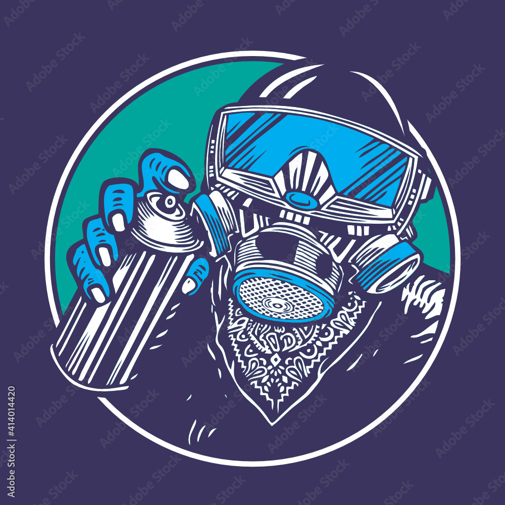 Diver Mask Graffiti Bomber Character Design Mascot Vector Illustration Stock Vector Adobe Stock