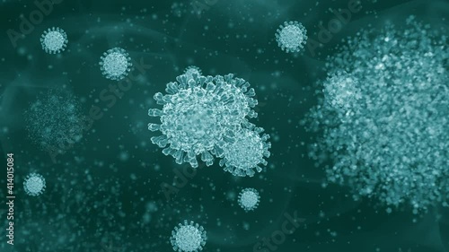 Vaccine curing the Coronavirus COVID-19 by dissolving the diseased cells under the microscope as a concept. Coronavirus cells disappearing as a reaction to the vaccine. Virus cells evaporating.