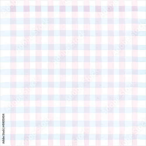 Hand drawn checkered pattern in pastel watercolor. Background for fabric, print. Vector illustration