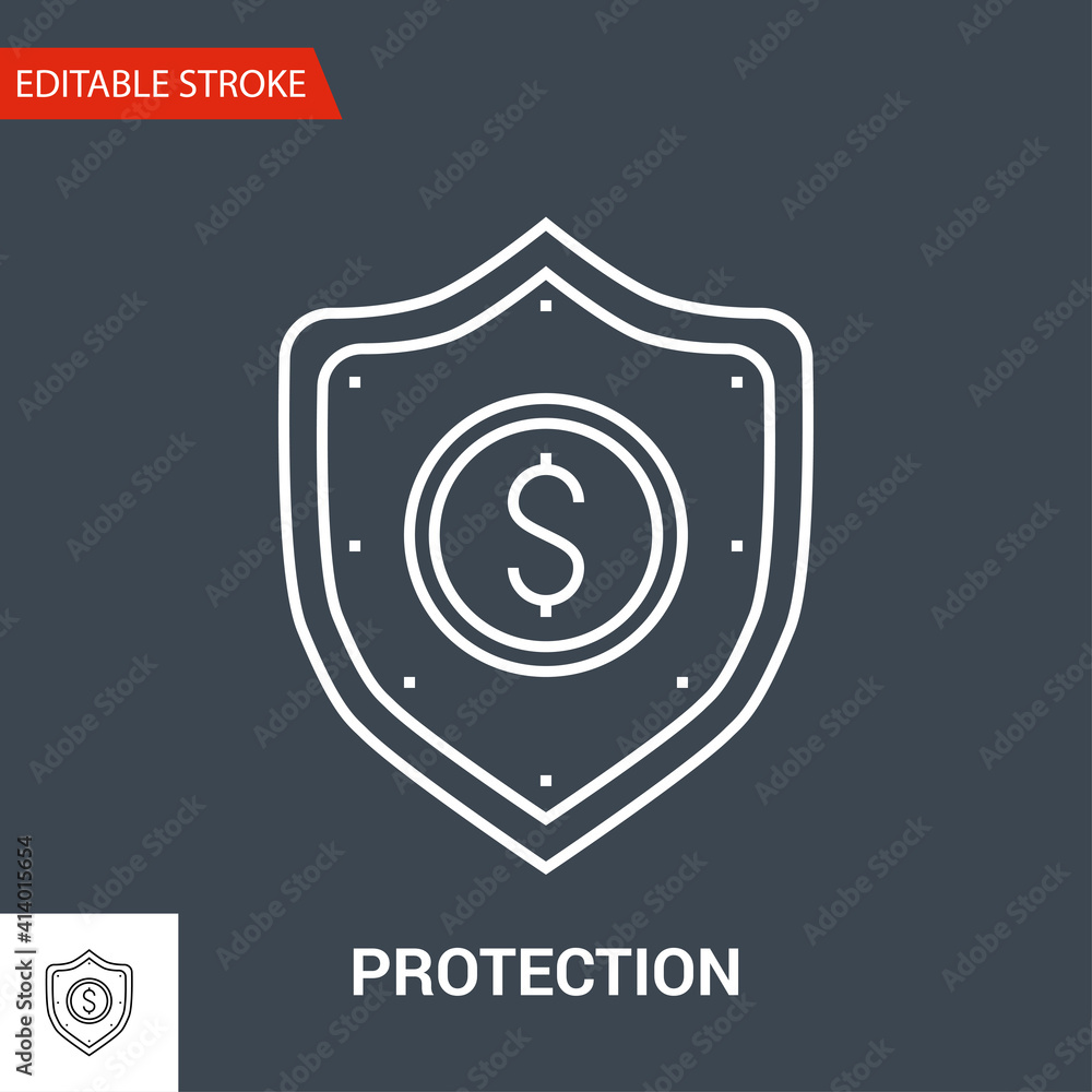 Protection Icon. Thin Line Vector Illustration - Adjust stroke weight - Expand to any Size - Easy Change Colour - Editable Stroke Protection Icon. Thin Line Vector Illustration - Adjust stroke weight - Expand to any Size - Easy Change Colour - Editable Stroke