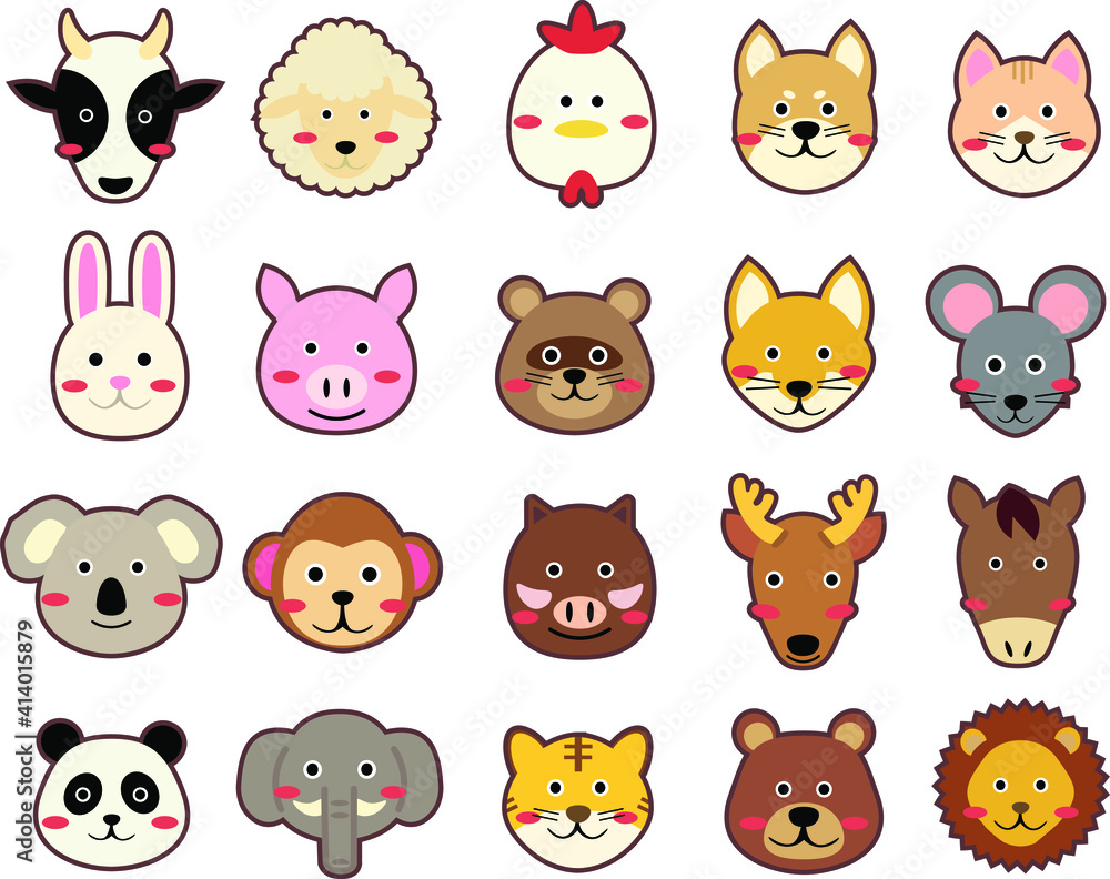 Obraz premium これは動物のアイコンのイラストです。