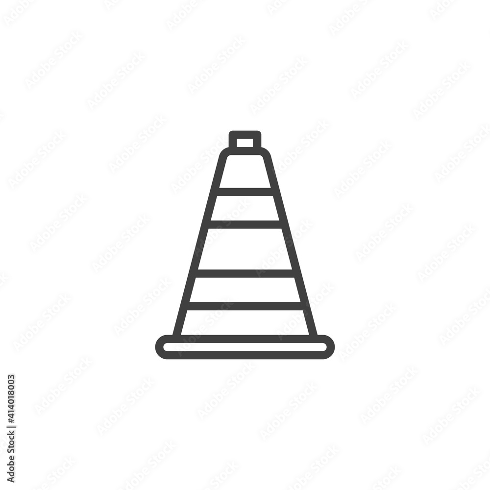 Traffic cone line icon. linear style sign for mobile concept and web design. Safety traffic cone outline vector icon. Symbol, logo illustration. Vector graphics Traffic cone line icon. linear style sign for mobile concept and web design. Safety traffic cone outline vector icon. Symbol, logo illustration. Vector graphics