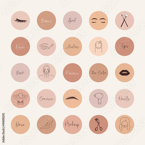 Beauty salon social media highlight covers