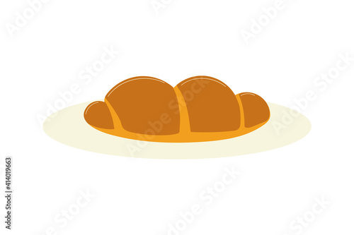 croissant on a dish icon isolated design