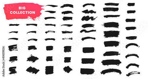 Brush strokes collection. Vector paintbrush set. Grunge ink texture elements