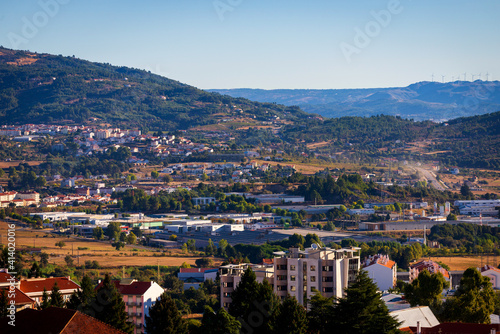 Aerial view of Portuguese town Covilha and district Castelo Branco. View from mountains Serra de Estrela photo