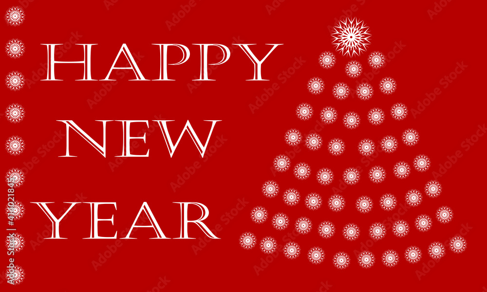 Postcard Christmas tree white on red Happy holidays Postcard Christmas tree white on red Happy holidays