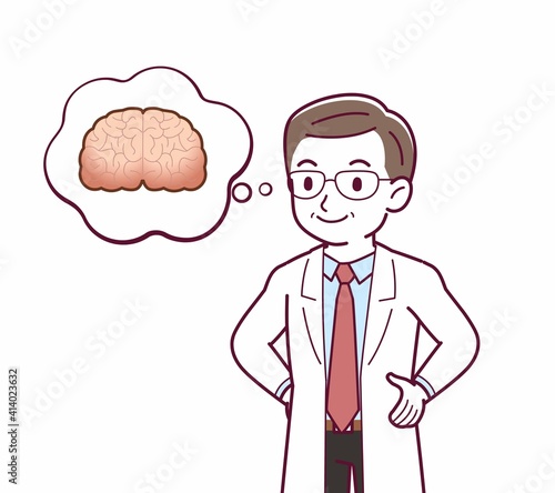 Elderly male doctor in a lab coat_I2