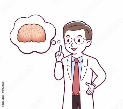 Elderly male doctor in a lab coat_I2