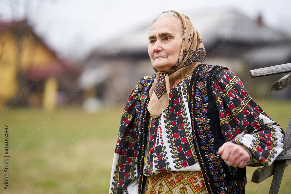 Old Romanian woman outdoor