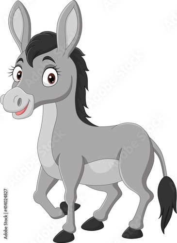 Cartoon happy donkey on white background © tigatelu