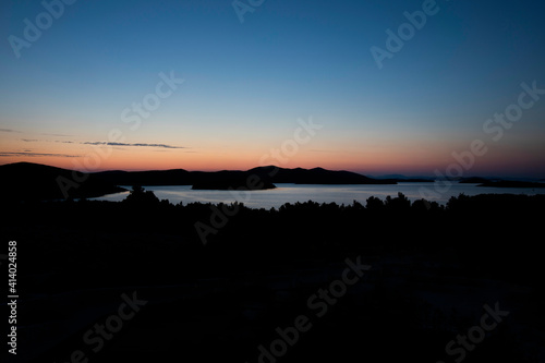 Fototapeta Naklejka Na Ścianę i Meble -  beautiful dark twilight over a calm flat sea