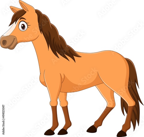 Cartoon brown horse isolated on white background
