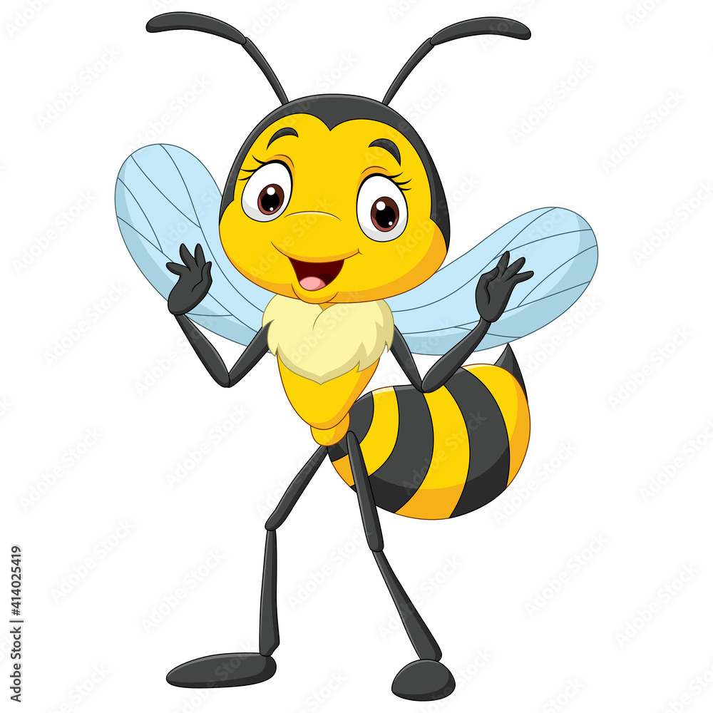 Cartoon cute little bee on white background Stock Vector | Adobe Stock Cartoon cute little bee on white background Stock Vector | Adobe Stock