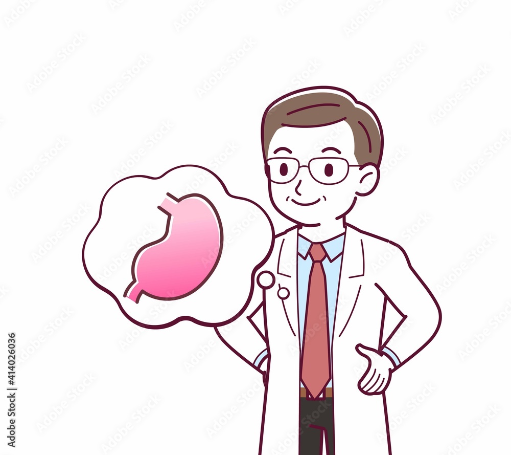 Elderly male doctor in a lab coat_I2