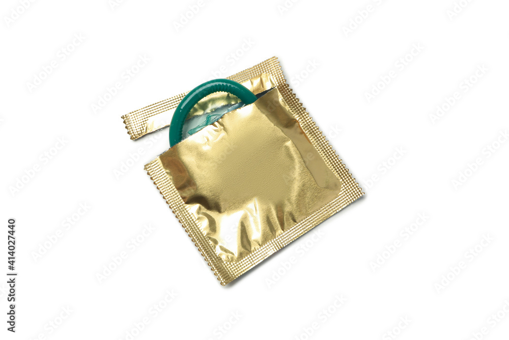 Blank single condom isolated on white background Stock Photo | Adobe Stock