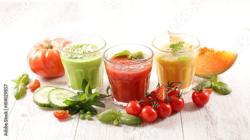 gazpacho- cold soup- cucumber, melon and tomato