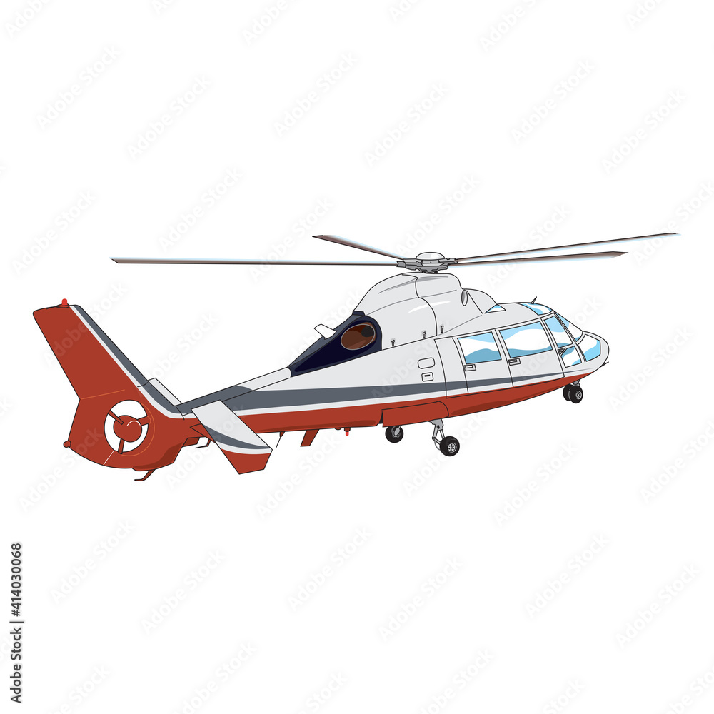 Helicopter detailed silhouette. Vector EPS 10 isolated on a white background