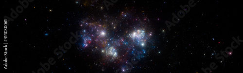 Fototapeta Naklejka Na Ścianę i Meble -  Banner Star field background . Starry outer space background texture . Colorful Starry Night Sky Outer Space background. 3D illustration