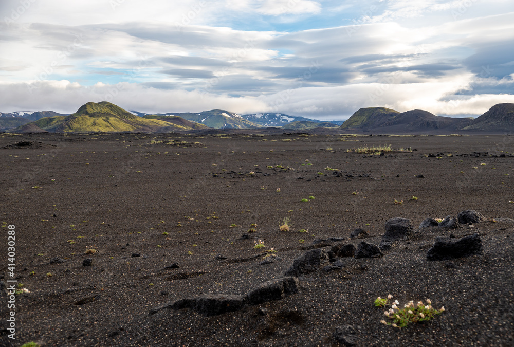 dark lava desert - great vastness in Iceland highlands