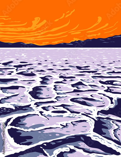 The Badwater Basin in Death Valley National Park Inyo County California United States of America WPA Poster Art