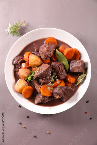 bourguignon beef- french traditional gastronomy