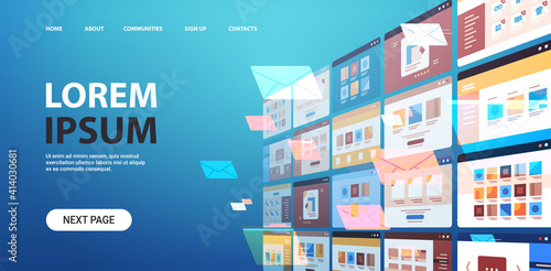 folders mail envelopes cloud internet data file icon documents browser window operating system user interface horizontal copy space vector illustration