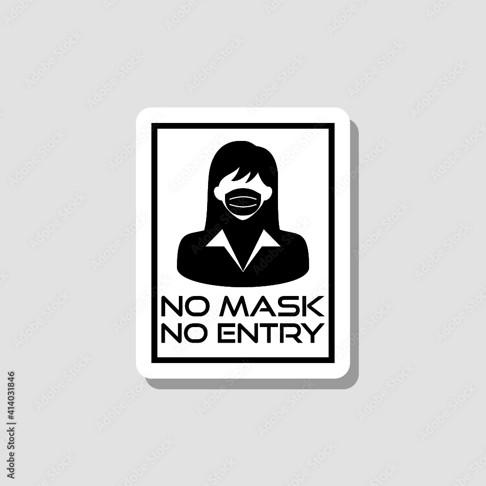 Mask required. No entry without wearing a mask sticker Mask required. No entry without wearing a mask sticker