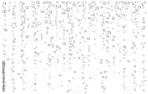 Oxygen air bubbles  flow  in water on white  background.