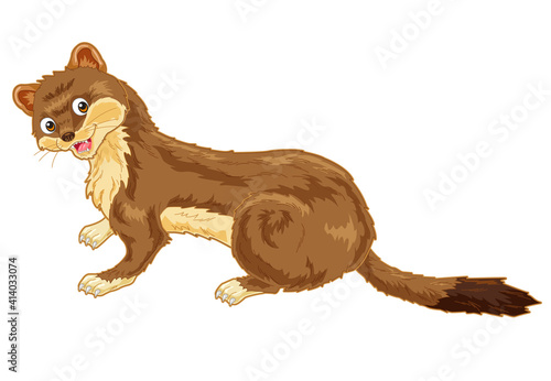 Weasel cartoon illustration with brown body coat