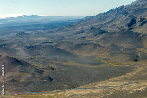 Icelandic landscape aerial photography captured from touristic airplane