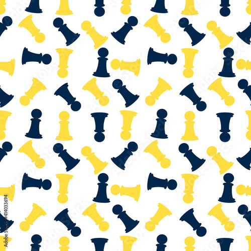 Seamless pattern with chess pieces. Vector background o white