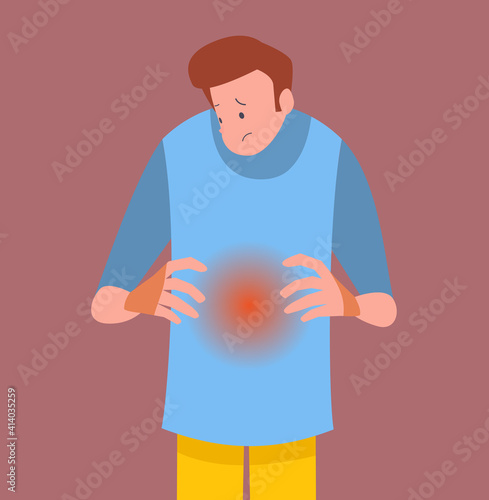 man  having stomach ache Concept ,Vector illustration cartoon character