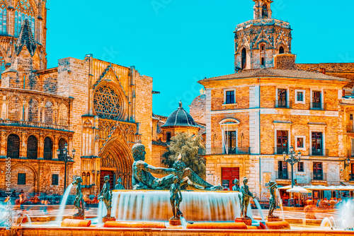  Valencia Fountain Rio Turia on Square of the Virgin Saint Mary,