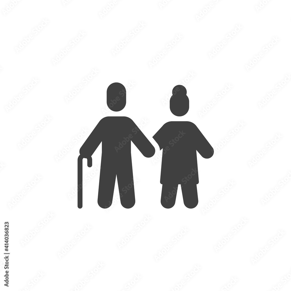 Grandfather and grandmother vector icon. filled flat sign for mobile concept and web design. Old man and old woman glyph icon. Symbol, logo illustration. Vector graphics