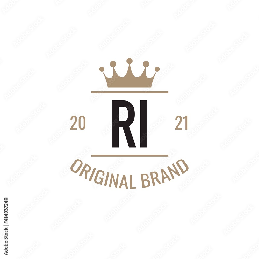 Initial Letter RI King Logo Design Template. Vintage king template logo Stock Vector Adobe Stock
