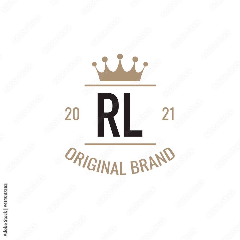 Initial Letter RL King Logo Design Template. Vintage king template logo