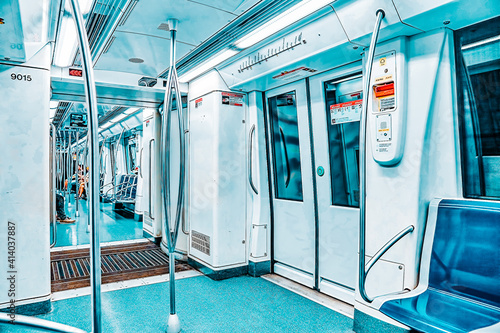 Interior of the high-speed train. photo