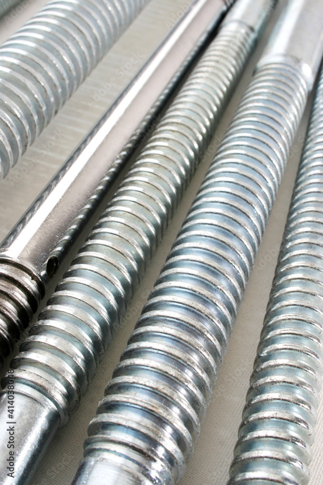 Newly manufactured large screws. Close up. Newly manufactured large screws. Close up.