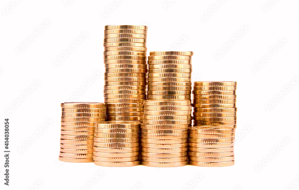 Stack of golden coins isolated on white background Stack of golden coins isolated on white background