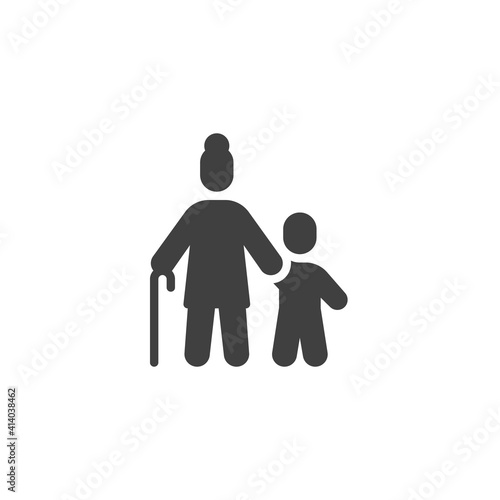 Grandmother with grandson vector icon. filled flat sign for mobile concept and web design. Grandma and child glyph icon. Symbol, logo illustration. Vector graphics
